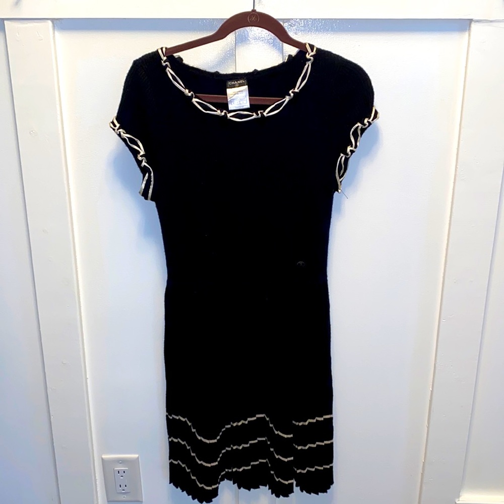 Vintage Chanel black wool dress